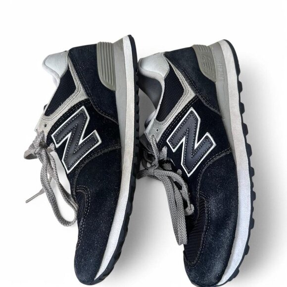 Navy blue and white New Balance Classic 574 Sneakers - Picture 3 of 6